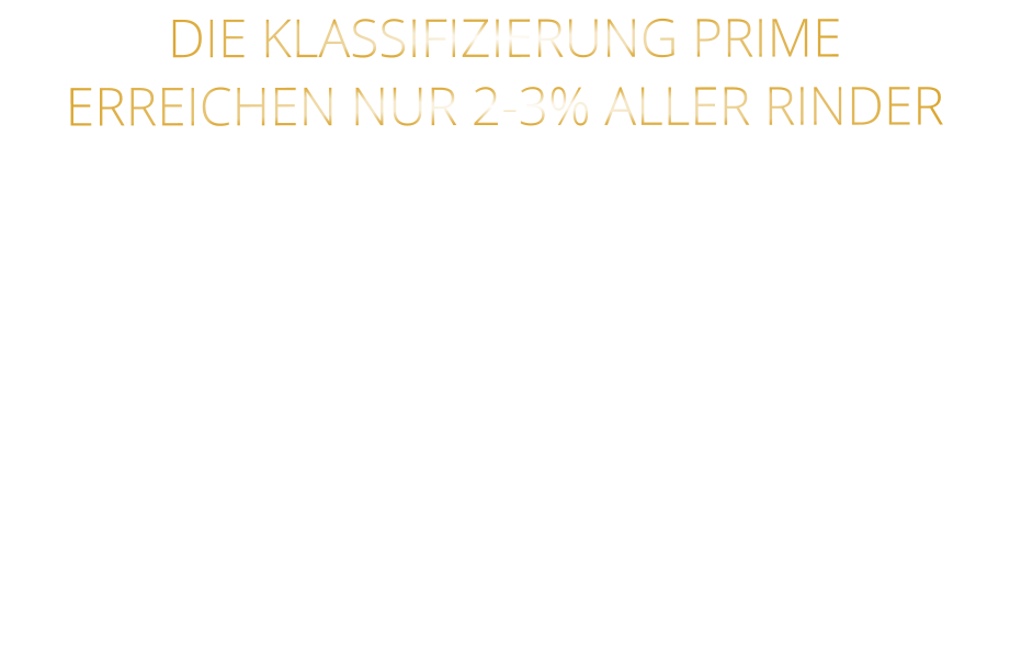 DIE KLASSIFIZIERUNG PRIME ERREICHEN NUR 2-3% ALLER RINDER  DIE RINDER WERDEN ARTGERECHT  AUF RIESIGEN WEIDEN GEHALTEN UND FREI VON HORMONEN UND MEDIKAMENTEN AUFGEZOGEN